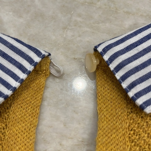 J.Crew Factory | Mustard Textured Collared Sweater | 100% Cotton | XS - Picture 7 of 10